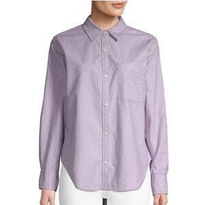 Current/Elliot The Neal Button-Front Polka-Dot Shirt in Orchid